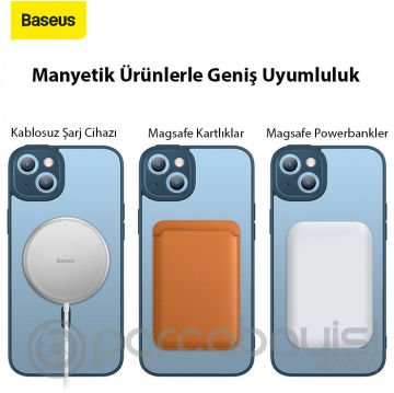 Baseus Frame Series iPhone 14 Plus 6.7 Kamera Koruyuculu Magsafe Kılıf + Tempered Ekran Koruyucu Set