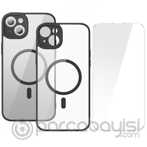 Baseus Frame Series iPhone 14 Plus 6.7 Kamera Koruyuculu Magsafe Kılıf + Tempered Ekran Koruyucu Set