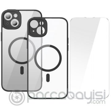 Baseus Frame Series iPhone 14 Plus 6.7 Kamera Koruyuculu Magsafe Kılıf + Tempered Ekran Koruyucu Set