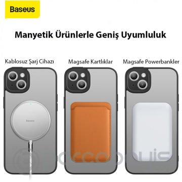 Baseus Frame Series iPhone 14 Plus 6.7 Kamera Koruyuculu Magsafe Kılıf + Tempered Ekran Koruyucu Set