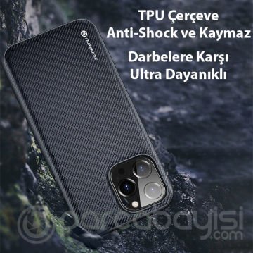 Dux Ducis Fino Serisi iPhone 14 Pro Max 6.7 inç Kılıf Premium Dokuma Silikon Kılıf
