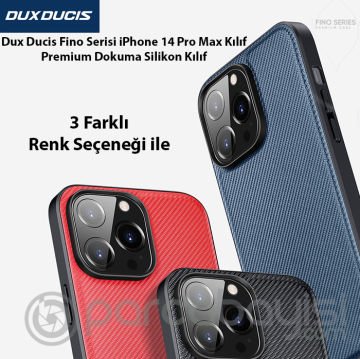 Dux Ducis Fino Serisi iPhone 14 Pro Max 6.7 inç Kılıf Premium Dokuma Silikon Kılıf