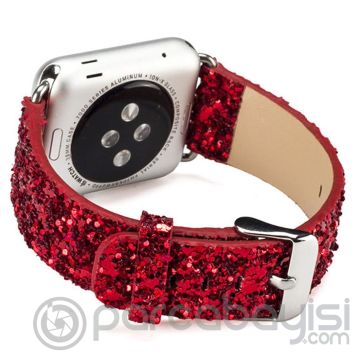 Ally Apple Watch 7-8 41mm 6-5-4 40mm Kayış Kordon Deri Sim İşlemeli 3-2-1 38mm