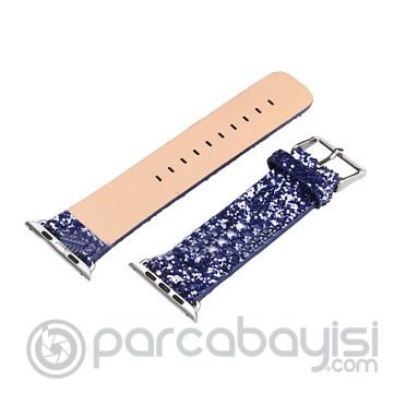 Ally Apple Watch 7-8 41mm 6-5-4 40mm Kayış Kordon Deri Sim İşlemeli 3-2-1 38mm