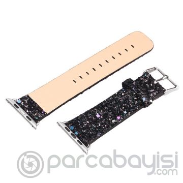 Ally Apple Watch 7-8 45mm 6-5-4 44mm Kordon Kayış Deri Sim İşlemeli 3-2-1 42mm