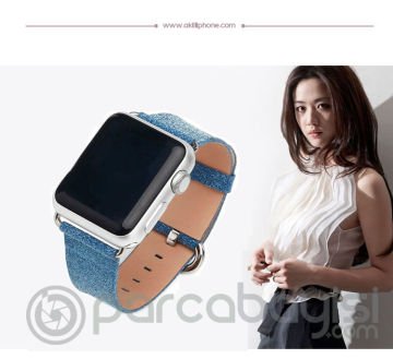 Ally Apple Watch 7-8 41mm 6-5-4 40mm Deri İnce Sim İşlemeli Kordon Kayış 3-2-1 38mm