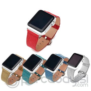 Ally Apple Watch 7-8 45mm 6-5-4 44mm Kordon Kayış Deri İnce Sim İşlemeli 3-2-1 42mm