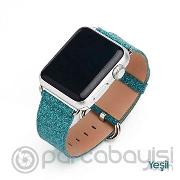 Ally Apple Watch 7-8 45mm 6-5-4 44mm Kordon Kayış Deri İnce Sim İşlemeli 3-2-1 42mm