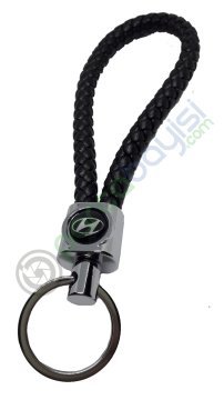 Hyundai Deri Örgülü Metal Anahtarlık