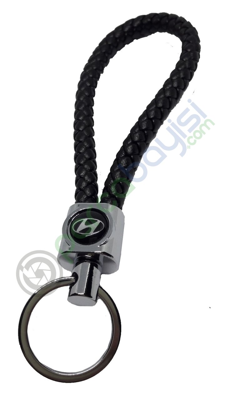 Hyundai Deri Örgülü Metal Anahtarlık