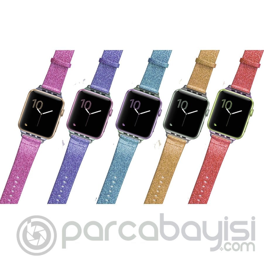 Ally Apple Watch 7-8 41mm 6-5-4 40mm Kordon Kayış Parlak Deri 3-2-1 38mm