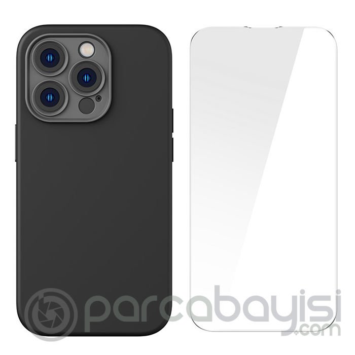 Baseus Liquid Silica Gel iPhone 14 Pro Max 6.7 Magsafe Silikon Kılıf + Tempered Ekran Koruyucu Set