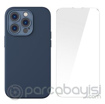 Baseus Liquid Silica Gel iPhone 14 Pro Max 6.7 Magsafe Silikon Kılıf + Tempered Ekran Koruyucu Set