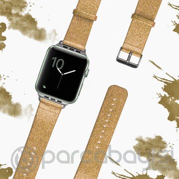 Ally Apple Watch 7-8 45mm 6-5-4 44mm Kordon Kayış Deri Parlak 3-2-1 42mm