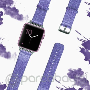 Ally Apple Watch 7-8 45mm 6-5-4 44mm Kordon Kayış Deri Parlak 3-2-1 42mm