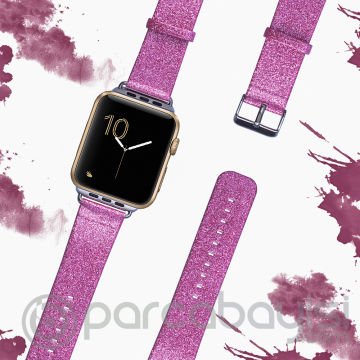 Ally Apple Watch 7-8 45mm 6-5-4 44mm Kordon Kayış Deri Parlak 3-2-1 42mm