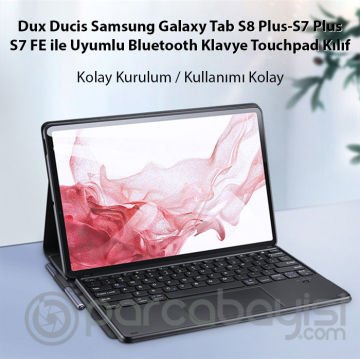 Dux Ducis SM Galaxy Tab S8 Plus-S7 Plus-S7 FE ile Uyumlu Bluetooth Klavye Touchpad Kılıf