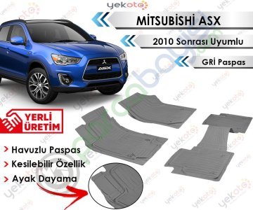 Mitsubishi Asx 2010 Sonrası Uyumlu Havuzlu Kesilebilir Gri Paspas