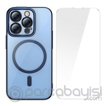Baseus Glitter iPhone 14 Pro 6.1 Magsafe Silikon Kılıf + Tempered Ekran Koruyucu Set