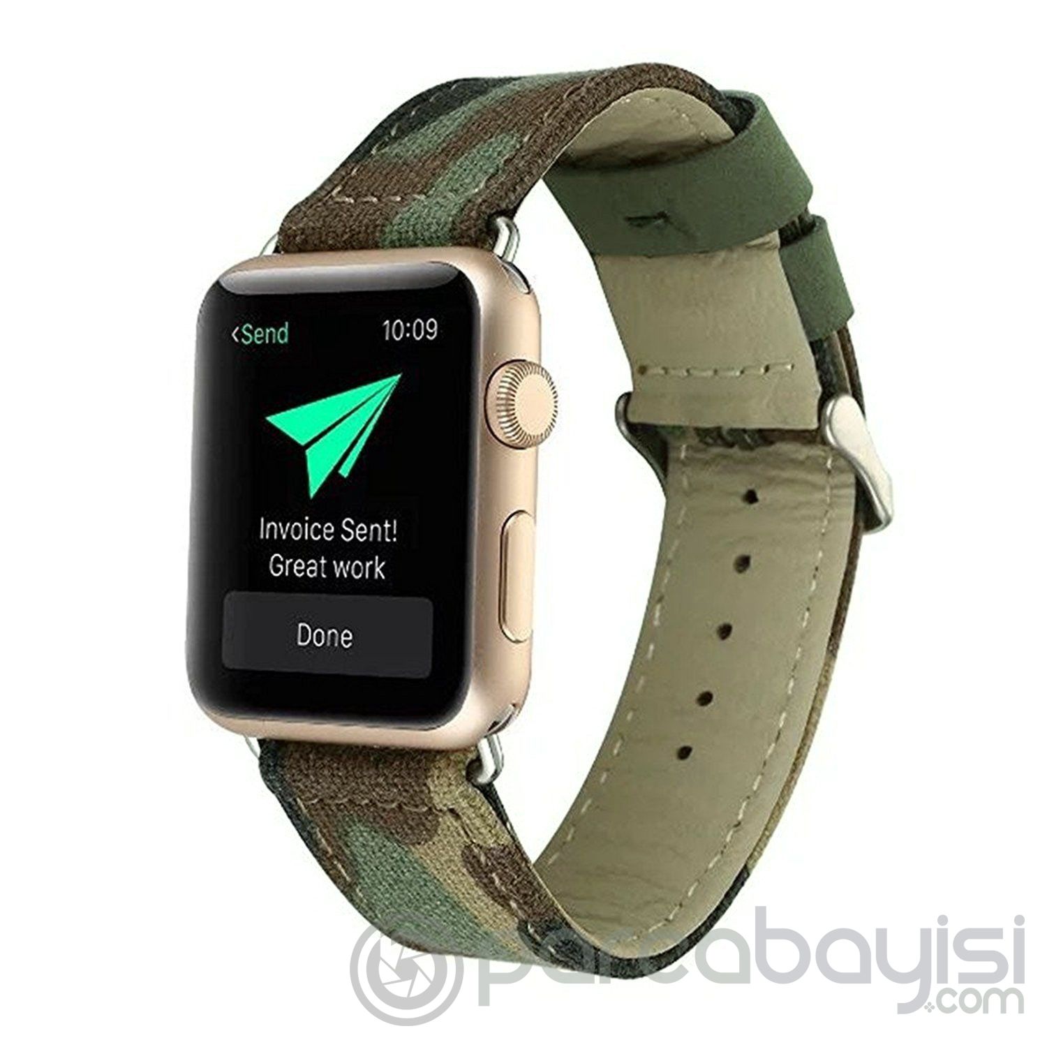 Ally Apple Watch 7-8 45mm 6-5-4 44mm Canvas Dokuma Kamuflaj Kayış Kordon 3-2-1 42mm
