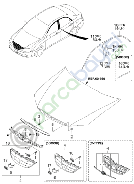 Kia Cerato Motor Kaput Nıkelajı (2004-2006) Orj.863702F000