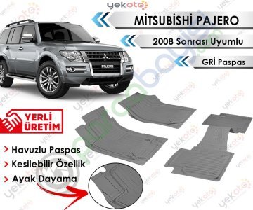 Mitsubishi Pajero 2008 Sonrası Uyumlu Havuzlu Kesilebilir Gri Paspas