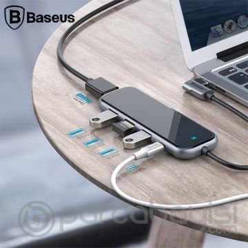Baseus Multi-functional HUB (Type-C to 3xUSB3.0+HD4K+PD) Adaptör