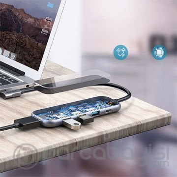 Baseus Multi-functional HUB (Type-C to 3xUSB3.0+HD4K+PD) Adaptör