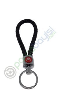 Citroen Deri Örgülü Metal Anahtarlık