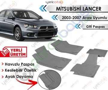 Mitsubishi Lancer 2003-2007 Arası Uyumlu Havuzlu Kesilebilir Gri Paspas