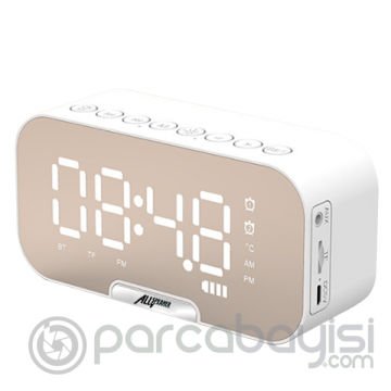 ALLY Q5 Bluetooth Hoparlör FM Radyo Dijital Masa Saati Alarm Uyandırma