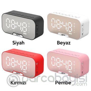 ALLY Q5 Bluetooth Hoparlör FM Radyo Dijital Masa Saati Alarm Uyandırma