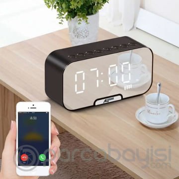ALLY Q5 Bluetooth Hoparlör FM Radyo Dijital Masa Saati Alarm Uyandırma