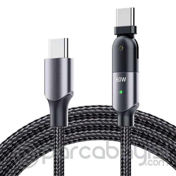 ALLY 60W UsB Type-C Pd  Hızlı Şarj Kablosu 2metre Döner Başlıklı Kablo