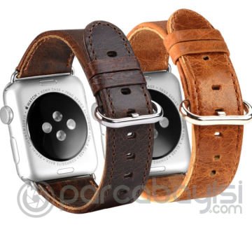 Ally Apple Watch 7-8 45mm 6-5-4 44mm Kordon Kayış Retro Deri 3-2-1 42mm