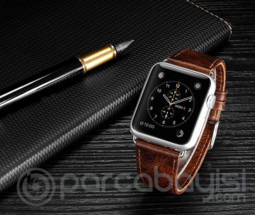 Ally Apple Watch 7-8 45mm 6-5-4 44mm Kordon Kayış Retro Deri 3-2-1 42mm