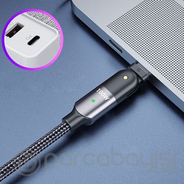 ALLY 100W UsB Type-C Pd  Hızlı Şarj Kablosu 2metre Döner Başlıklı Kablo