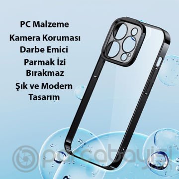 Baseus Glitter iPhone 14 Pro 6.1 Renkli Kenar Silikon Kılıf + Tempered Ekran Koruyucu Set