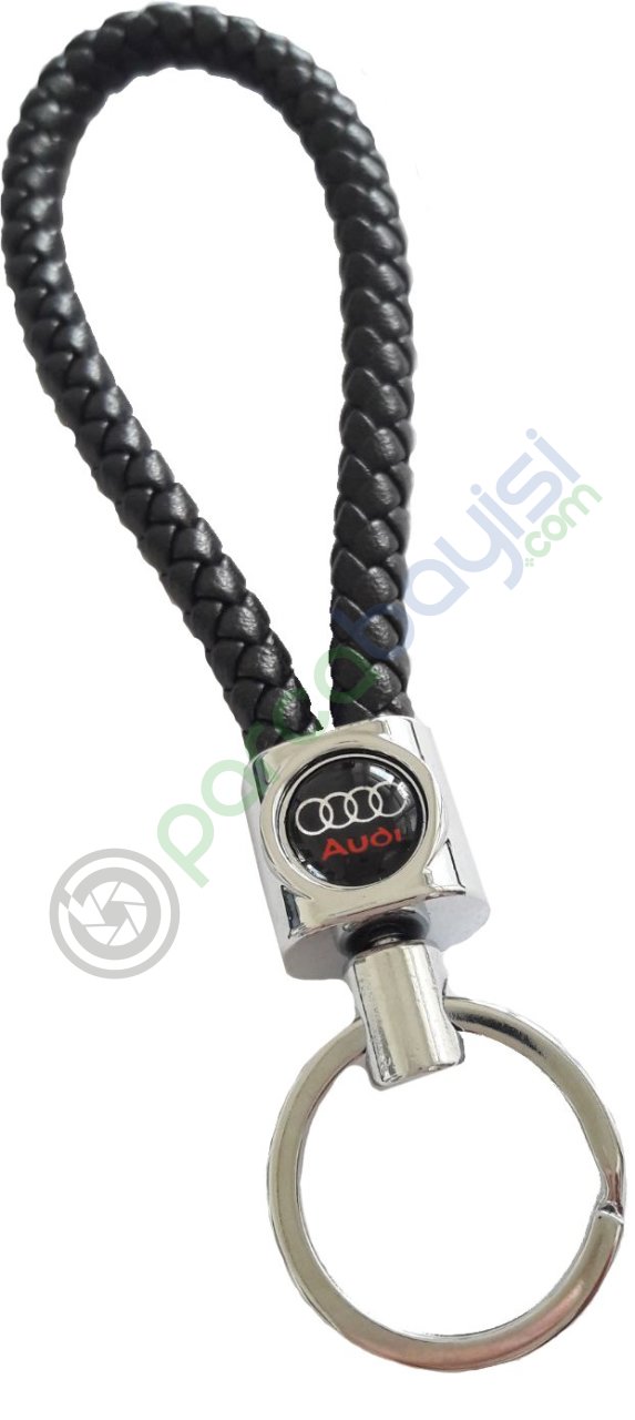 Audi Deri Örgülü Metal Anahtarlık