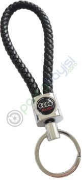 Audi Deri Örgülü Metal Anahtarlık