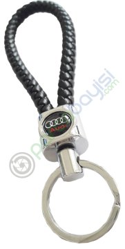 Audi Deri Örgülü Metal Anahtarlık