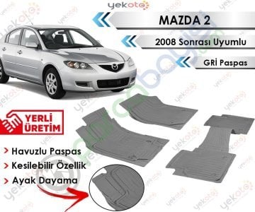 Mazda 2 2008 Sonrası Uyumlu Havuzlu Kesilebilir Gri Paspas