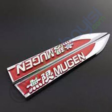 Mugen 3D Logo Metal Sticker Kırmızı 2'Li Set