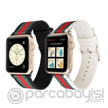 Ally Apple Watch 7-8 45mm 6-5-4 44mm Kayış Kordon Canvas Dokuma 3 Renk 3-2-1 42mm