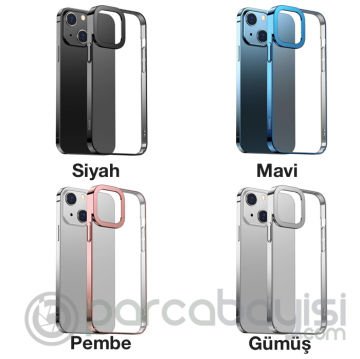 Baseus Glitter iPhone 13 6.1inç Kılıf Renkli Kenar Şeffaf Silikon