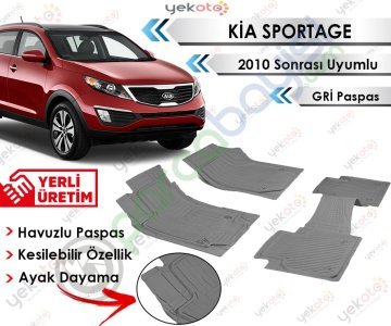 Kia Sportage 2010 Sonrası Uyumlu Havuzlu Kesilebilir Gri Paspas