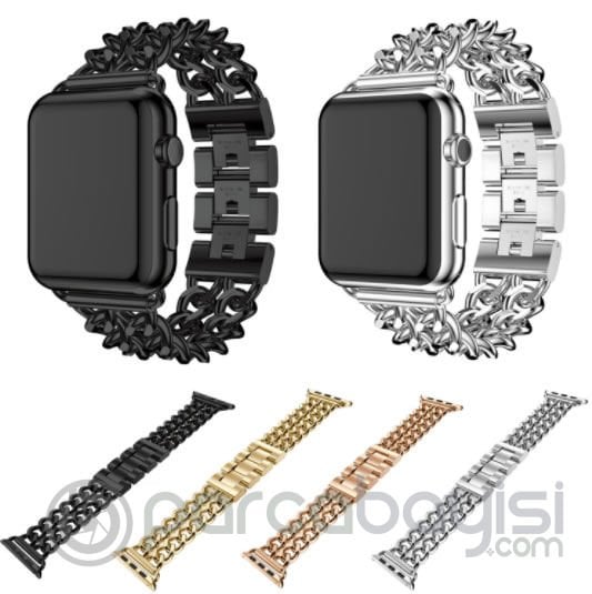 Ally Apple Watch 7-8 45mm 6-5-4 44mm Kayış Kovboy Zincir Kordon Kayış 3-2-1 42mm