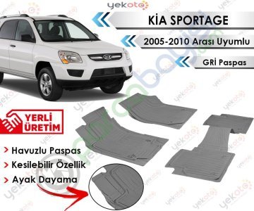 Kia Sportage 2005-2010 Arası Uyumlu Havuzlu Kesilebilir Gri Paspas