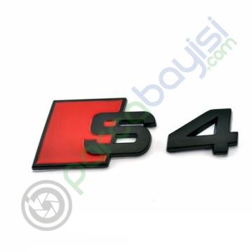 S4 Metal 3D Logo Amblem Sticker Siyah