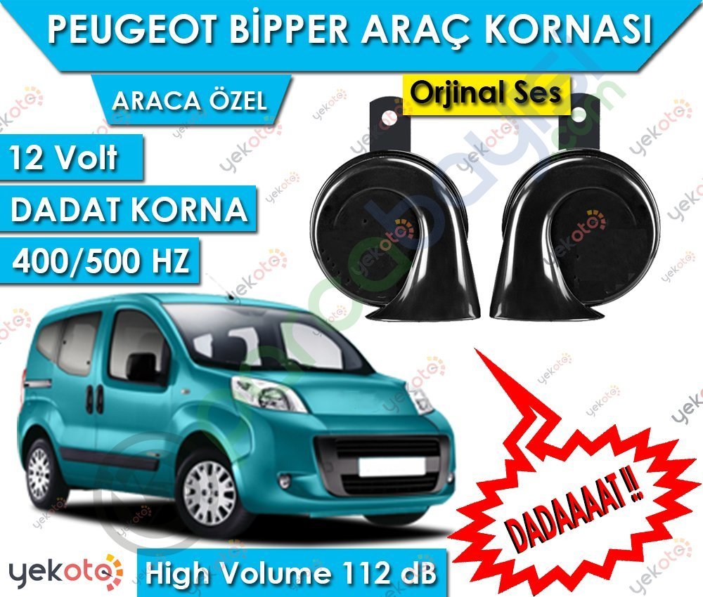 Peugeot Bipper Araç Kornası 12V Dadat Korna 400/500 Hz 112 Db High Volume 2 Adet